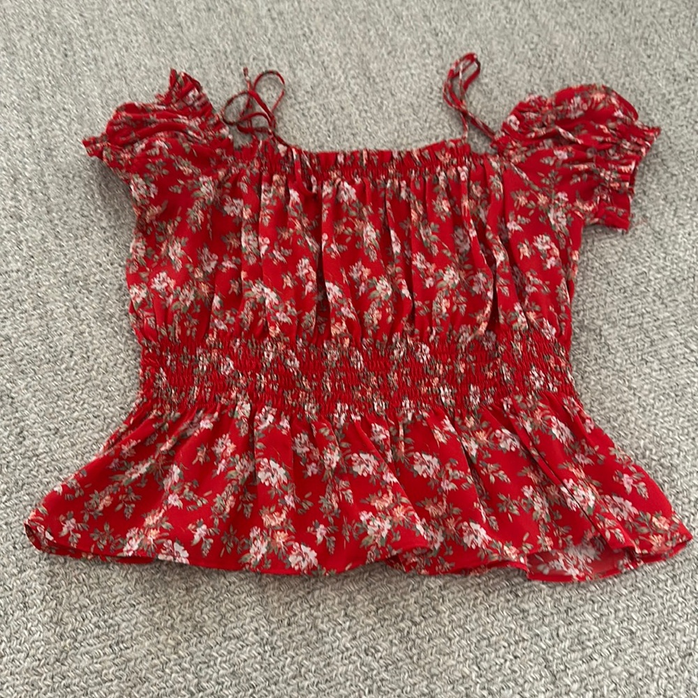 Crop silk red top intermix brand